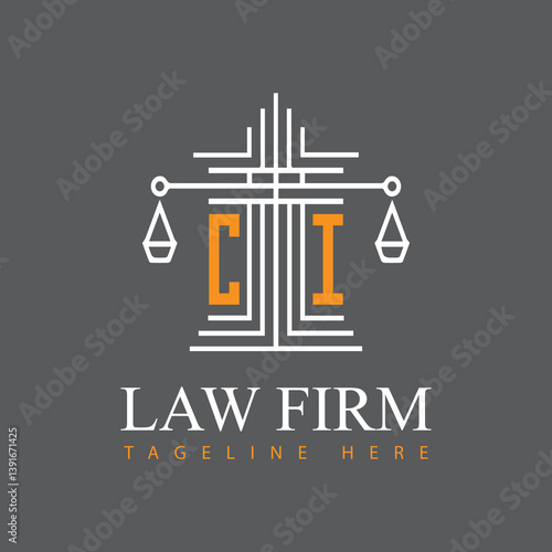 modern law firm justice logo design vector graphic template.	