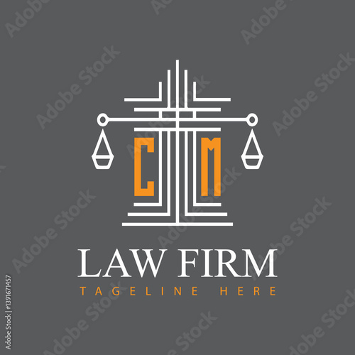 modern law firm justice logo design vector graphic template.	