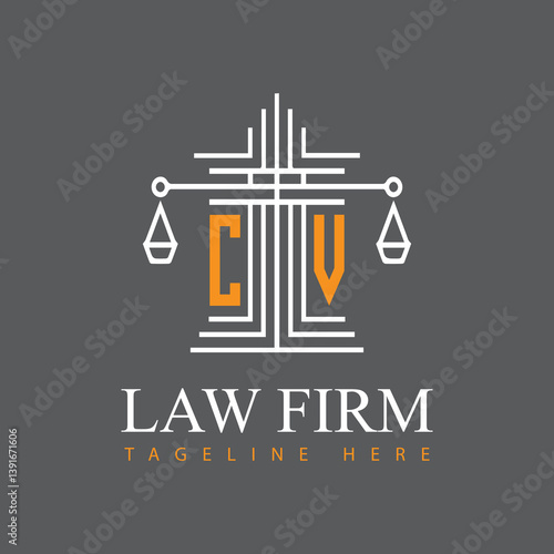 modern law firm justice logo design vector graphic template.	