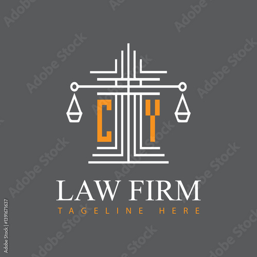 modern law firm justice logo design vector graphic template.	