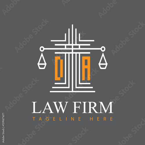 modern law firm justice logo design vector graphic template.	