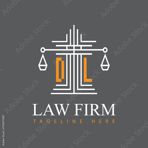 modern law firm justice logo design vector graphic template.	