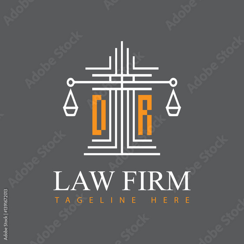 modern law firm justice logo design vector graphic template.	