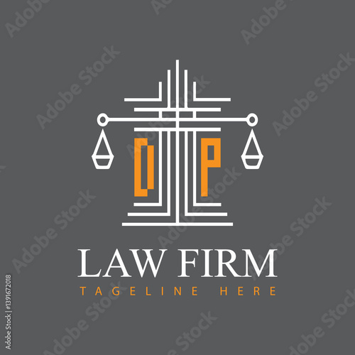 modern law firm justice logo design vector graphic template.	