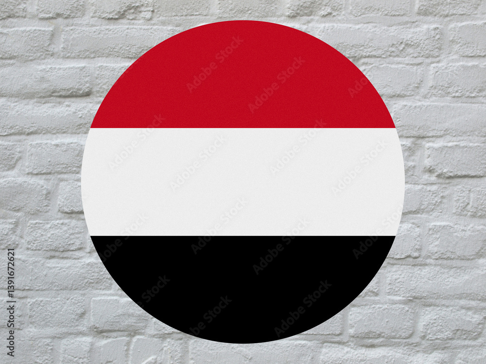 Naklejka premium round Yemeni flag of Yemen