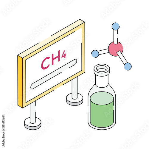 Chemistry class icon creatively designed in isometric style