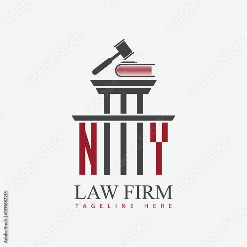 modern law firm justice logo design vector graphic template.	