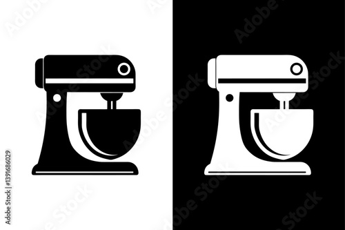 Silhouette Stand Mixer Icon Clean Vector in B&W