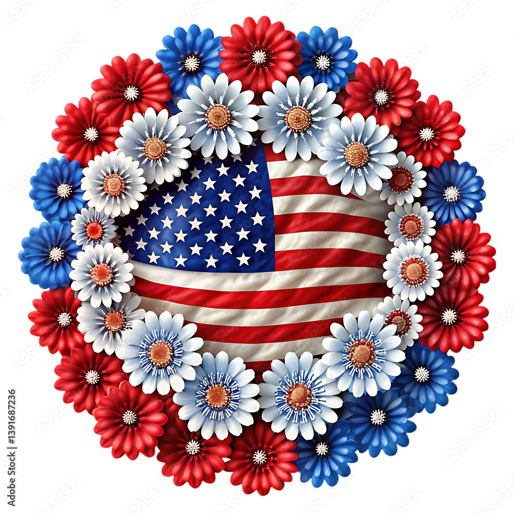 Obraz premium Patriotic Flower Wreath