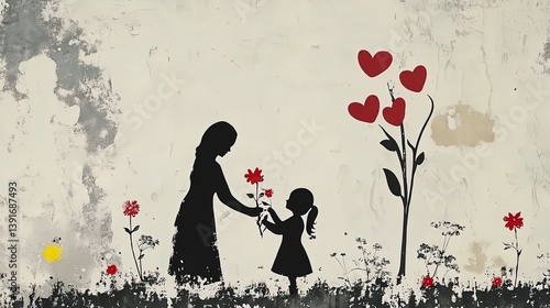 Obraz na płótnie mother and daughter planting flowers together: a heartwarming poster celebrating love, growth, and bonding in the garden – perfect for nursery or home decor! w salonie