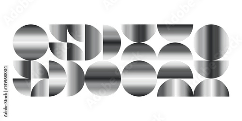 Modern artistic semicircle design elements . Many lines form half circles in art style . Wall art , home poster design . Vector abstract shape. Modern art . Contemporary composition .