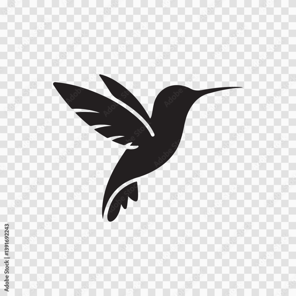 Fototapeta premium Hummingbird Silhouette Vector Logo Design