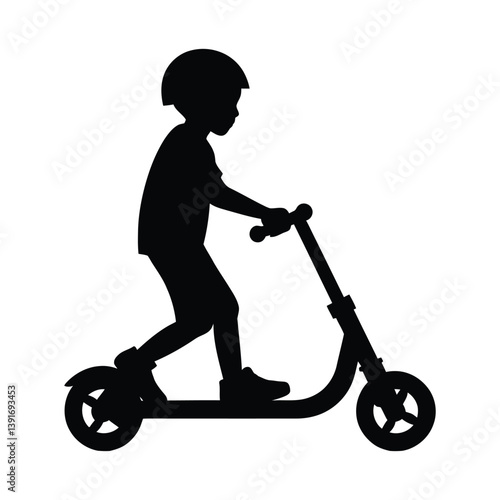 Child scooter minimalist silhouette design vector art