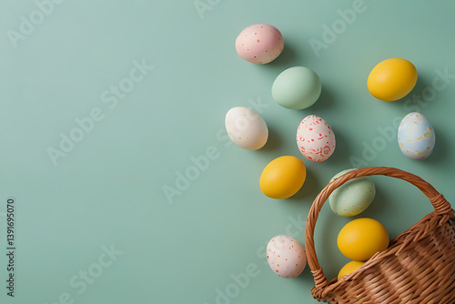 colorful easter eggs in basket