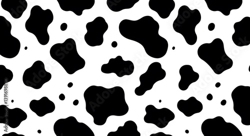 Seamless Cow Print Pattern: Black and White Abstract Spots for Textile, Fashion, and Design Projects