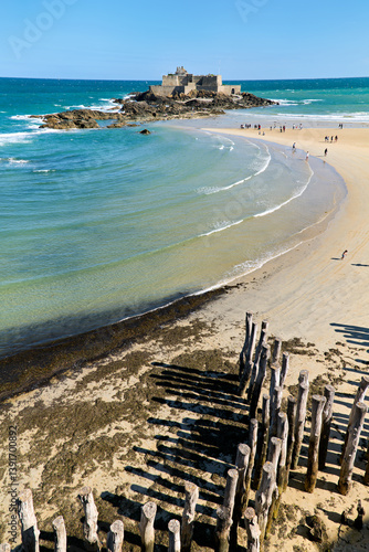 Saint Malo Brittany France. The Fort National. Plage de l'Eventail
