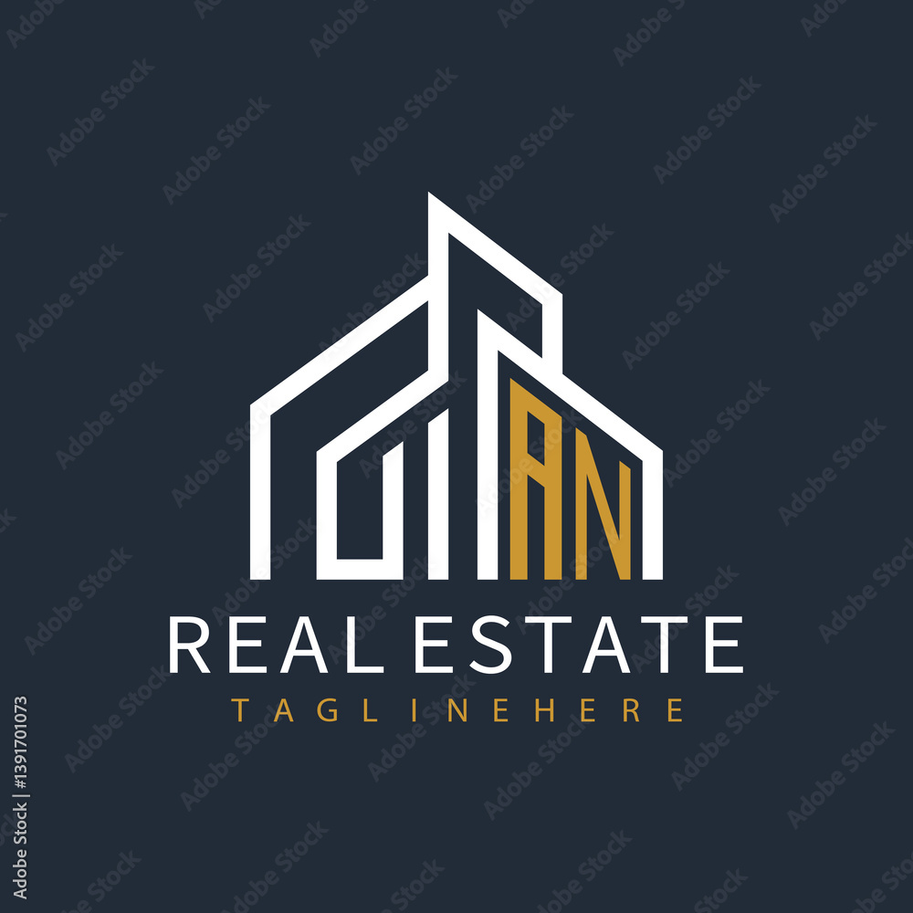 Fototapeta premium initial monogram logo for real estate with building shape creative design 