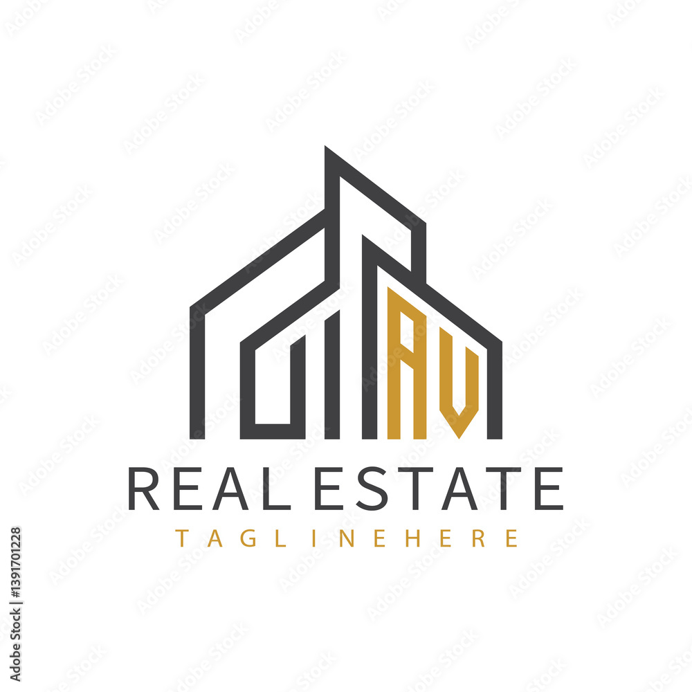 Fototapeta premium initial monogram logo for real estate with building shape creative design 