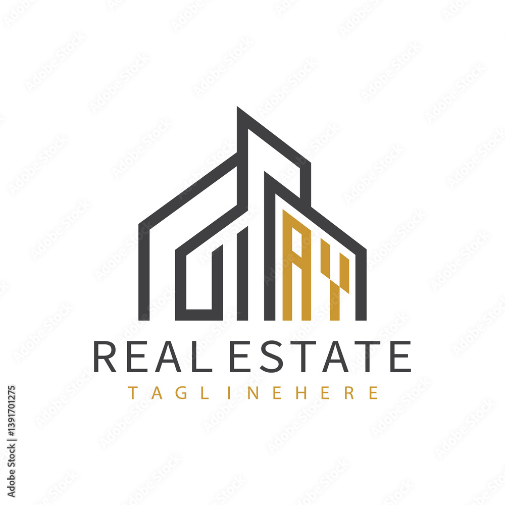 initial monogram logo for real estate with building shape creative design
initial monogram logo for real estate with building shape creative design