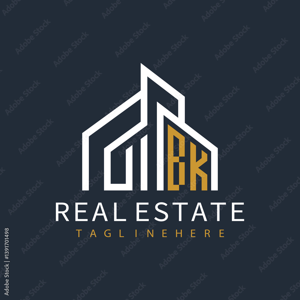 Fototapeta premium initial monogram logo for real estate with building shape creative design 