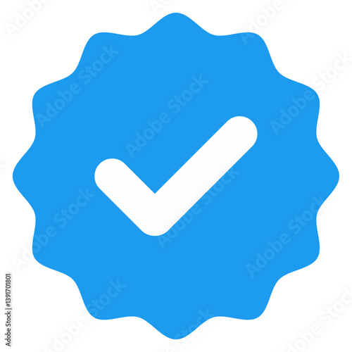 Blue tick check icon transparent png. social media verified badge vector sign