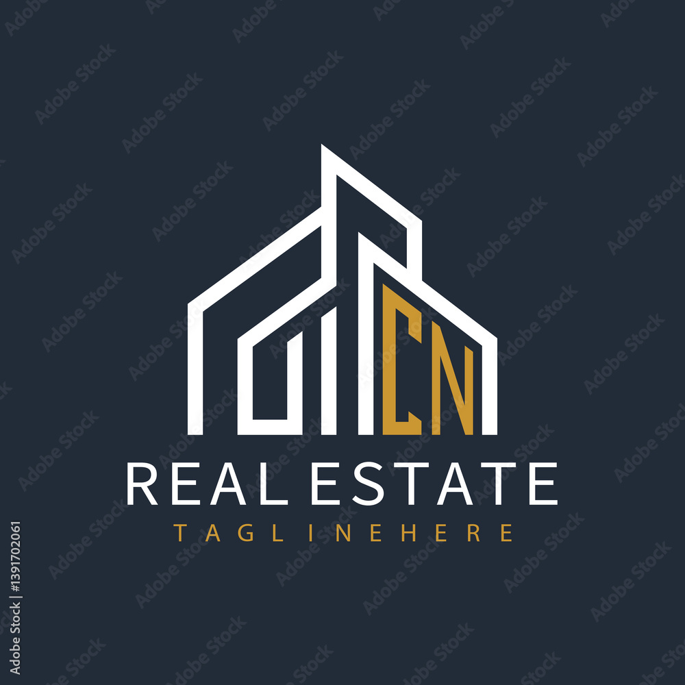 Fototapeta premium initial monogram logo for real estate with building shape creative design 