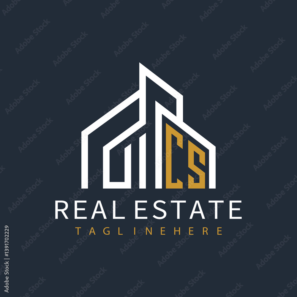 Fototapeta premium initial monogram logo for real estate with building shape creative design 