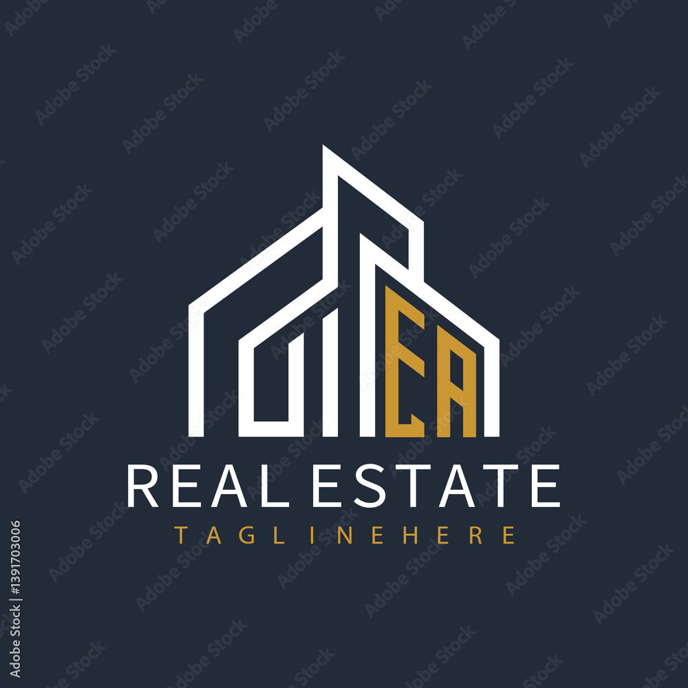 Fototapeta premium initial monogram logo for real estate with building shape creative design 