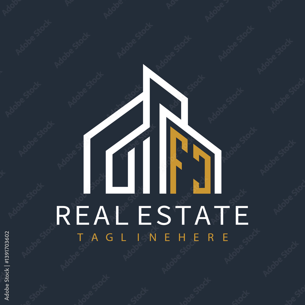 Fototapeta premium initial monogram logo for real estate with building shape creative design 