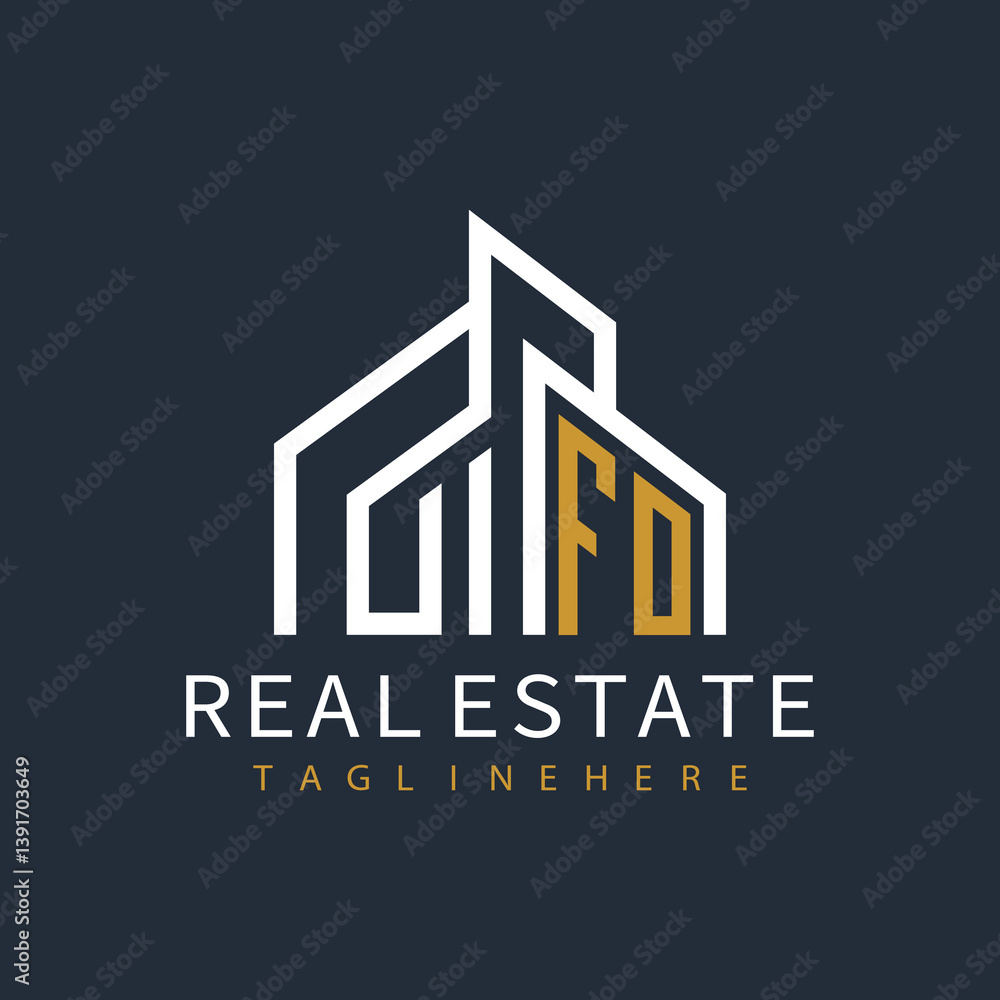 Fototapeta premium initial monogram logo for real estate with building shape creative design 