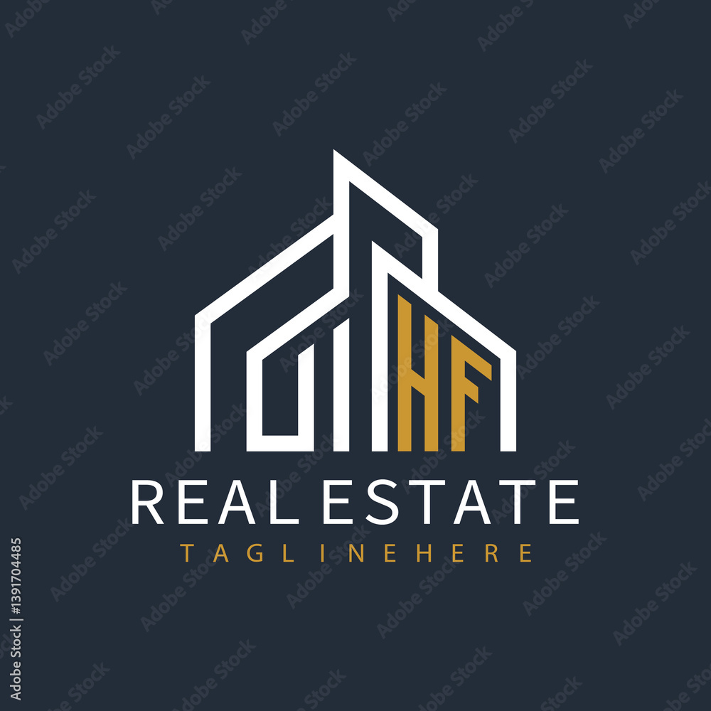 Fototapeta premium initial monogram logo for real estate with building shape creative design 