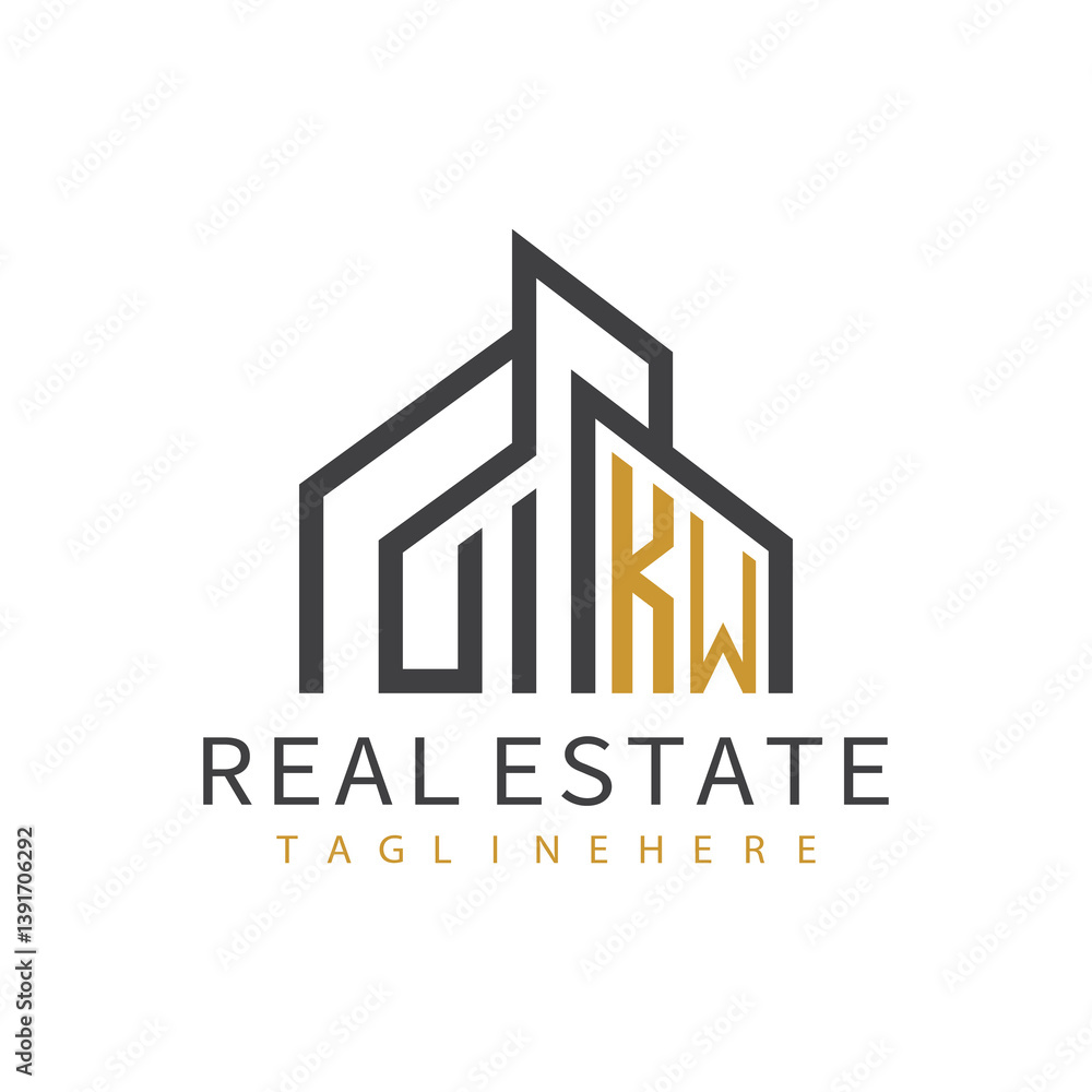 Fototapeta premium initial monogram logo for real estate with building shape creative design 
