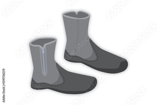 Neoprene diving boots providing warmth and grip for underwater and marine activities.