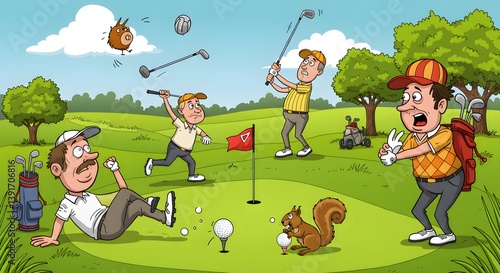Hilarious Golfing Mishaps: A Cartoon Adventure on the Green