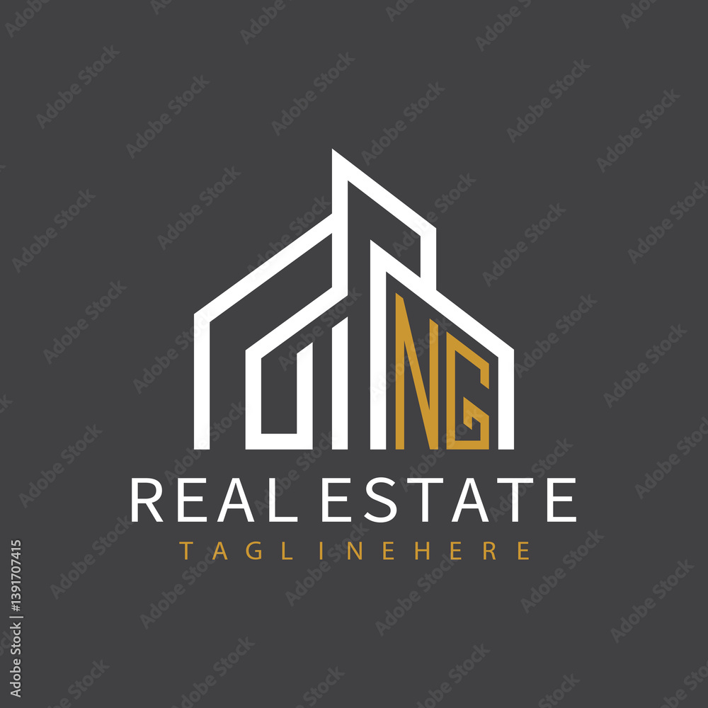 Fototapeta premium initial monogram logo for real estate with building shape creative design 