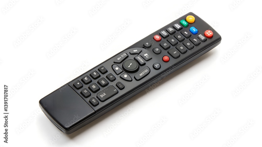 Black remote control for tv isolated on white background, top view. Black remote control for tv isolated on white background, top view.