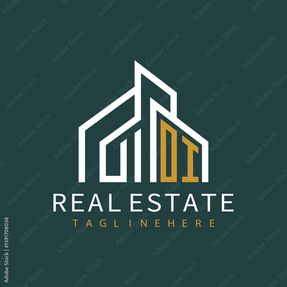 Fototapeta premium initial monogram logo for real estate with building shape creative design 