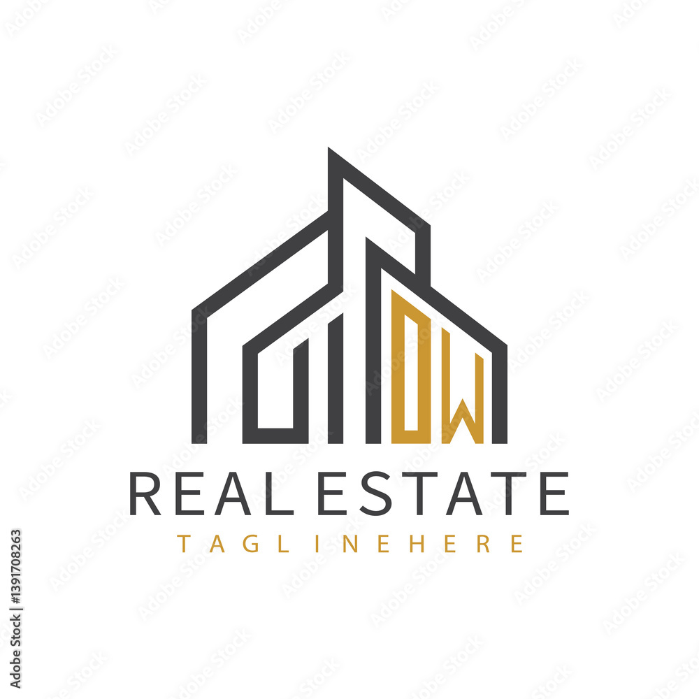Fototapeta premium initial monogram logo for real estate with building shape creative design 