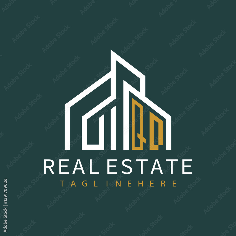 Fototapeta premium initial monogram logo for real estate with building shape creative design 