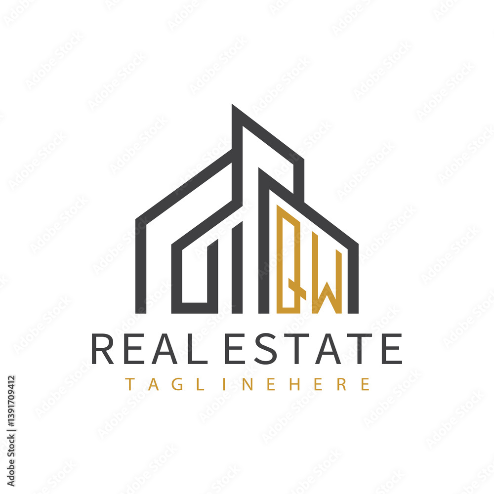Fototapeta premium initial monogram logo for real estate with building shape creative design 