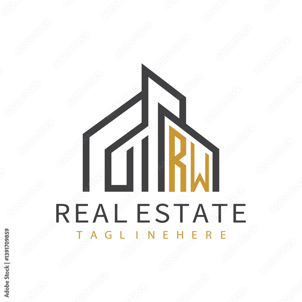 Fototapeta premium initial monogram logo for real estate with building shape creative design 