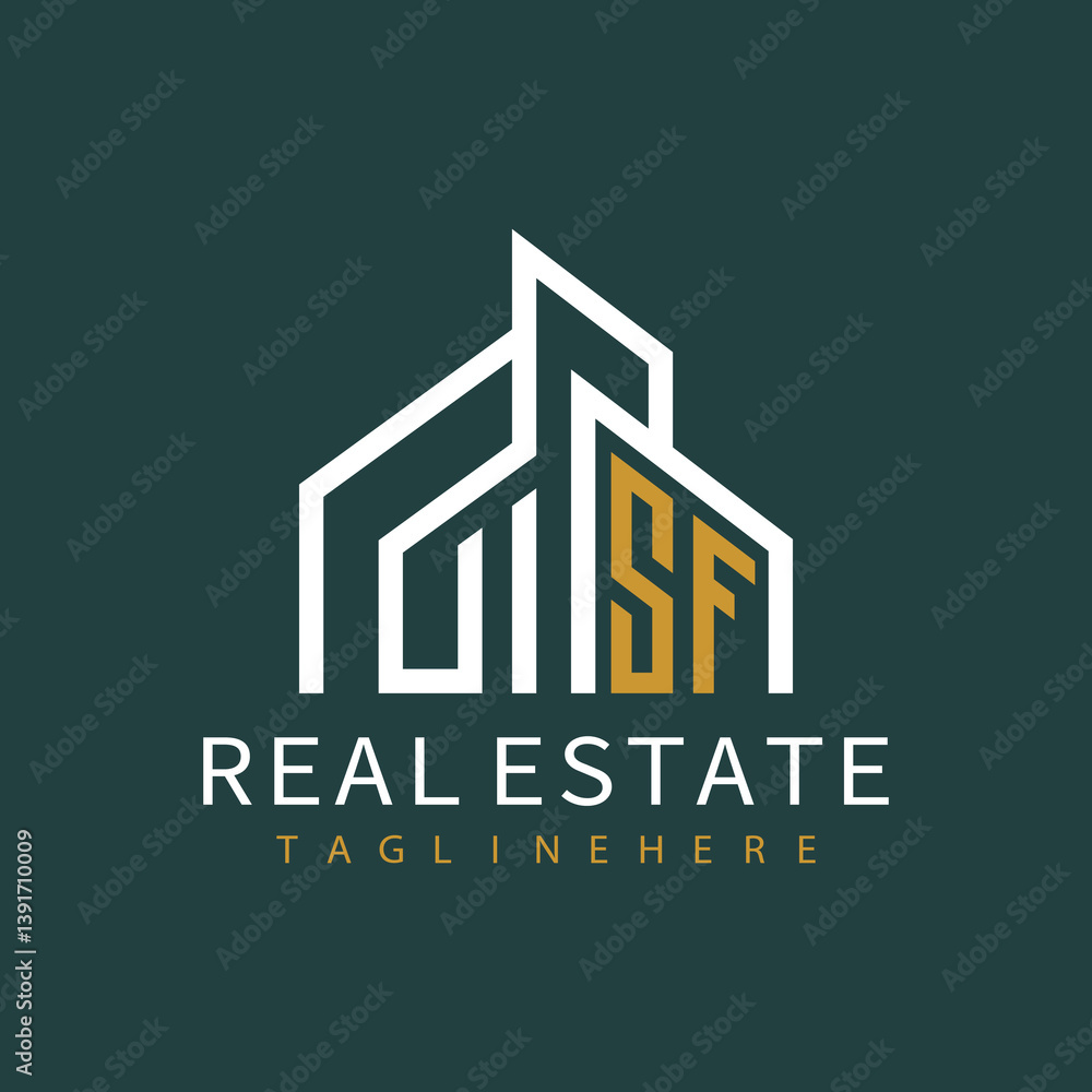 Fototapeta premium initial monogram logo for real estate with building shape creative design 