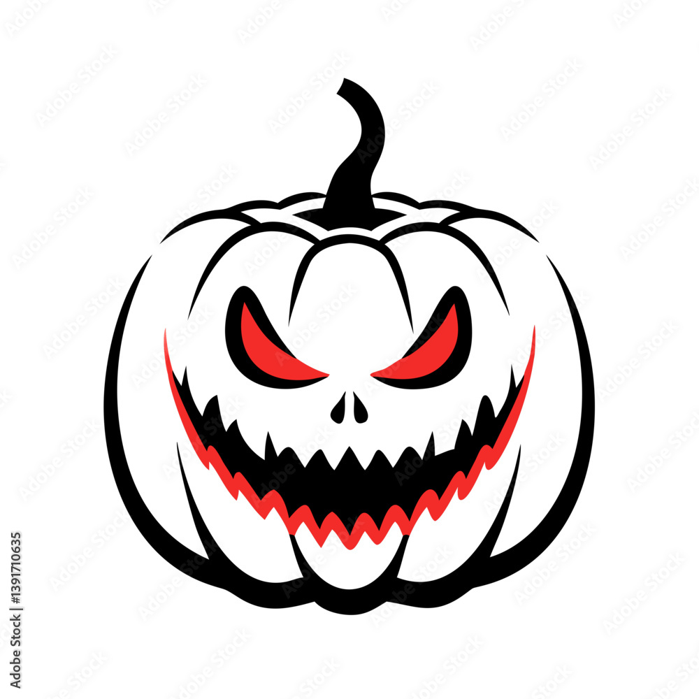 Naklejka premium Sinister Jack-o'-Lantern with an evil grin for Halloween celebration, spooky graphic design