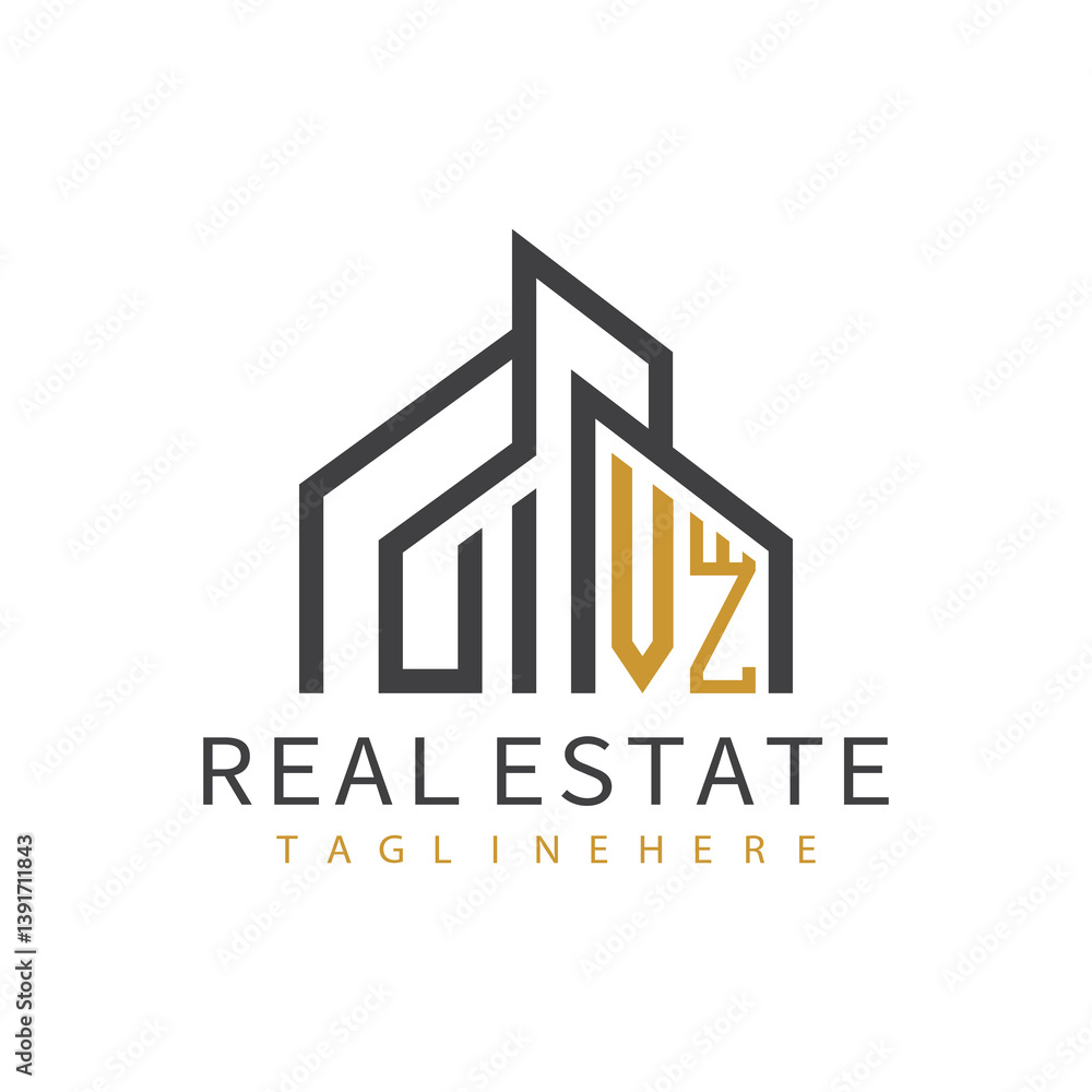 Fototapeta premium initial monogram logo for real estate with building shape creative design 