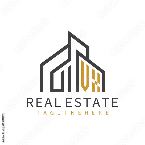 initial monogram logo for real estate with building shape creative design