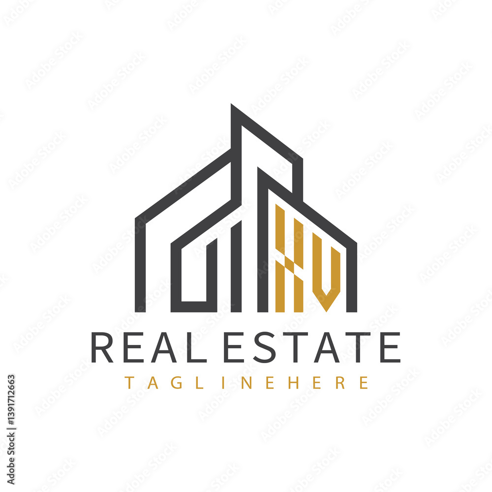 Fototapeta premium initial monogram logo for real estate with building shape creative design