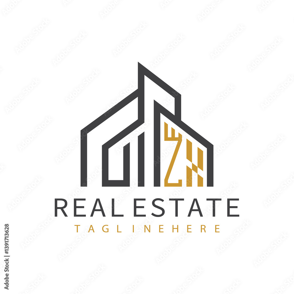 Fototapeta premium initial monogram logo for real estate with building shape creative design