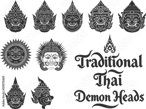 Traditional Thai Demon Heads: Mythical Guardian Masks
