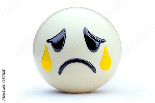 A sad emoticon with tears, conveying deep sorrow and emotion, set against a clean white background.