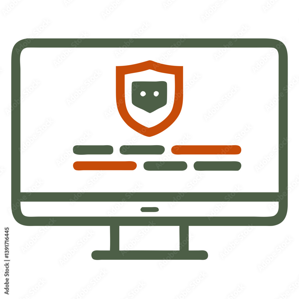 Fototapeta premium Password Protection Icon on Computer Screen in Minimalist Style 